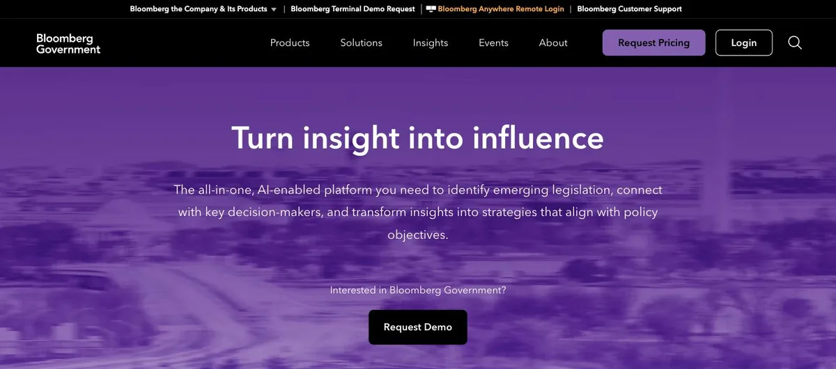 Screenshot of Bloomberg Government